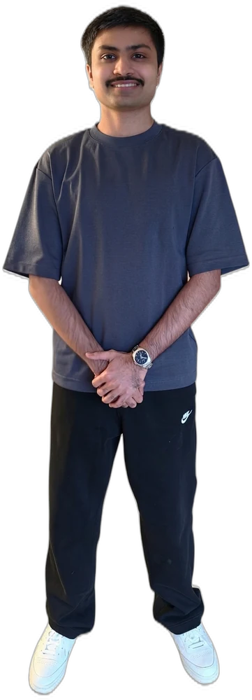 Kharanshu Naghera, standing, in a grey tee